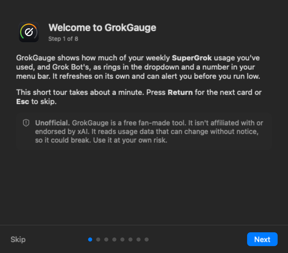 Welcome to GrokGauge: what it is, plus the note that it is unofficial and not affiliated with xAI